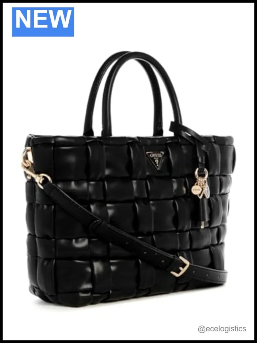 Satchel Handbag with Top Handle, Gold Hardware, Polyurethane